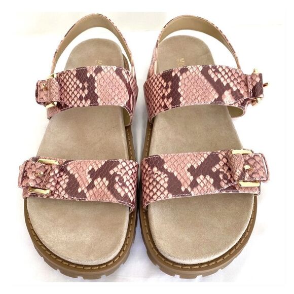 Michael Michael Kors Judd Snake Embossed Leather Sandal Sz 7.5 Bohemian Festival - Picture 1 of 8